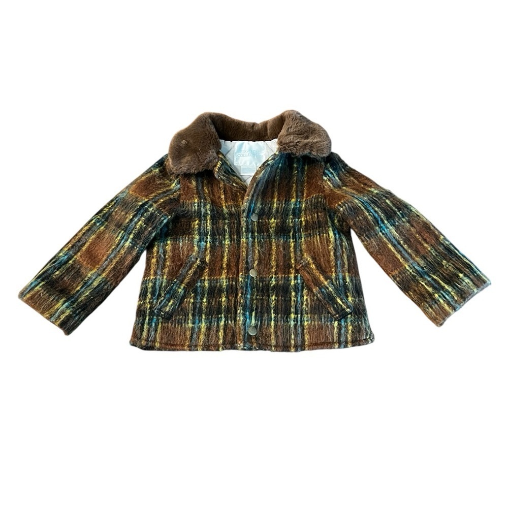 Edgehill Collection Brown & Blue Plaid Coat Boys Size 2-3